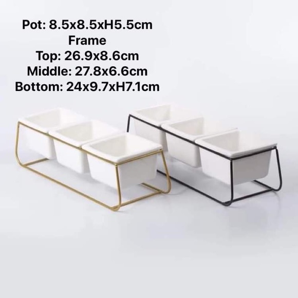 Succulent ceramic pot with metal frame - Picture 1 of 1